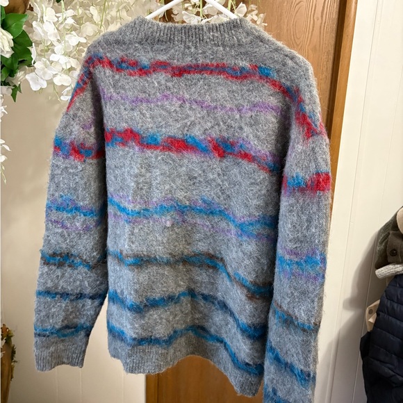 John Elliott Men’s Mohair Jacquard Cardigan with Multicolor Stripes - Picture 10 of 12